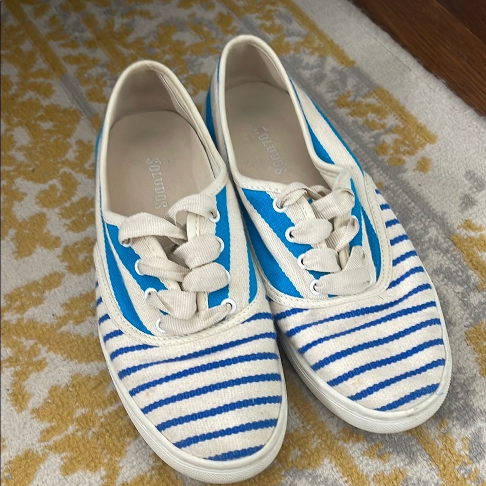 Blue and White Striped Womens Shoes